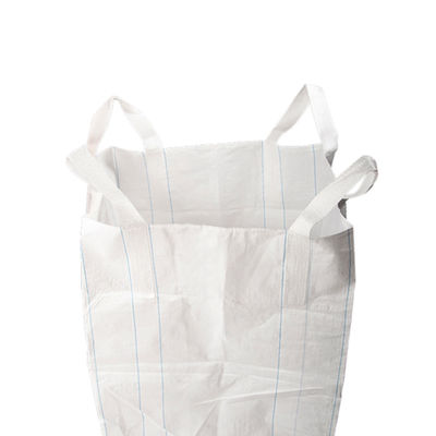 Μεγάλη τσάντα UN Big Bag FIBC Bulk Bag με χοάνη γεμίσματος Duffle Top, διπλή ραφή αλυσίδας και λευκό χρώμα για ασφαλή μεταφορά χύδην